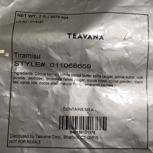 Teavana 2 lb Tiramisu  Factory Sealed